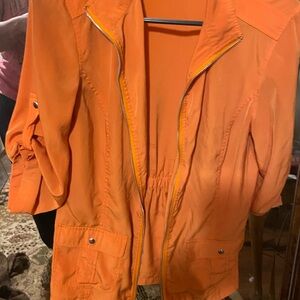 Chico's Bold Orange Zip-Up Blouse
